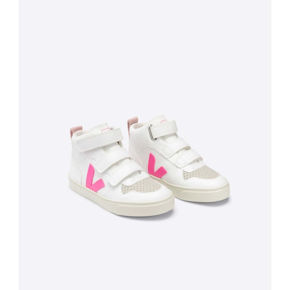 Kids' Veja V-10 MID CWL Shoes White/Pink | ZA 798XYU